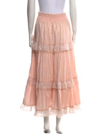 LoveShackFancy Mesh Accents Midi Length Skirt