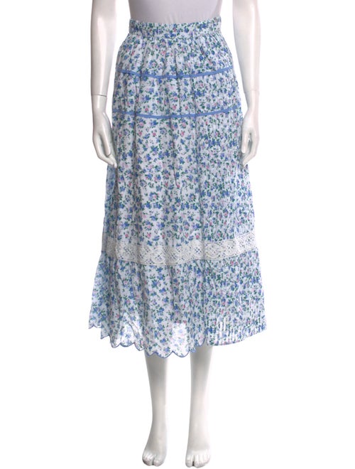 LoveShackFancy Floral Print Midi Length Skirt