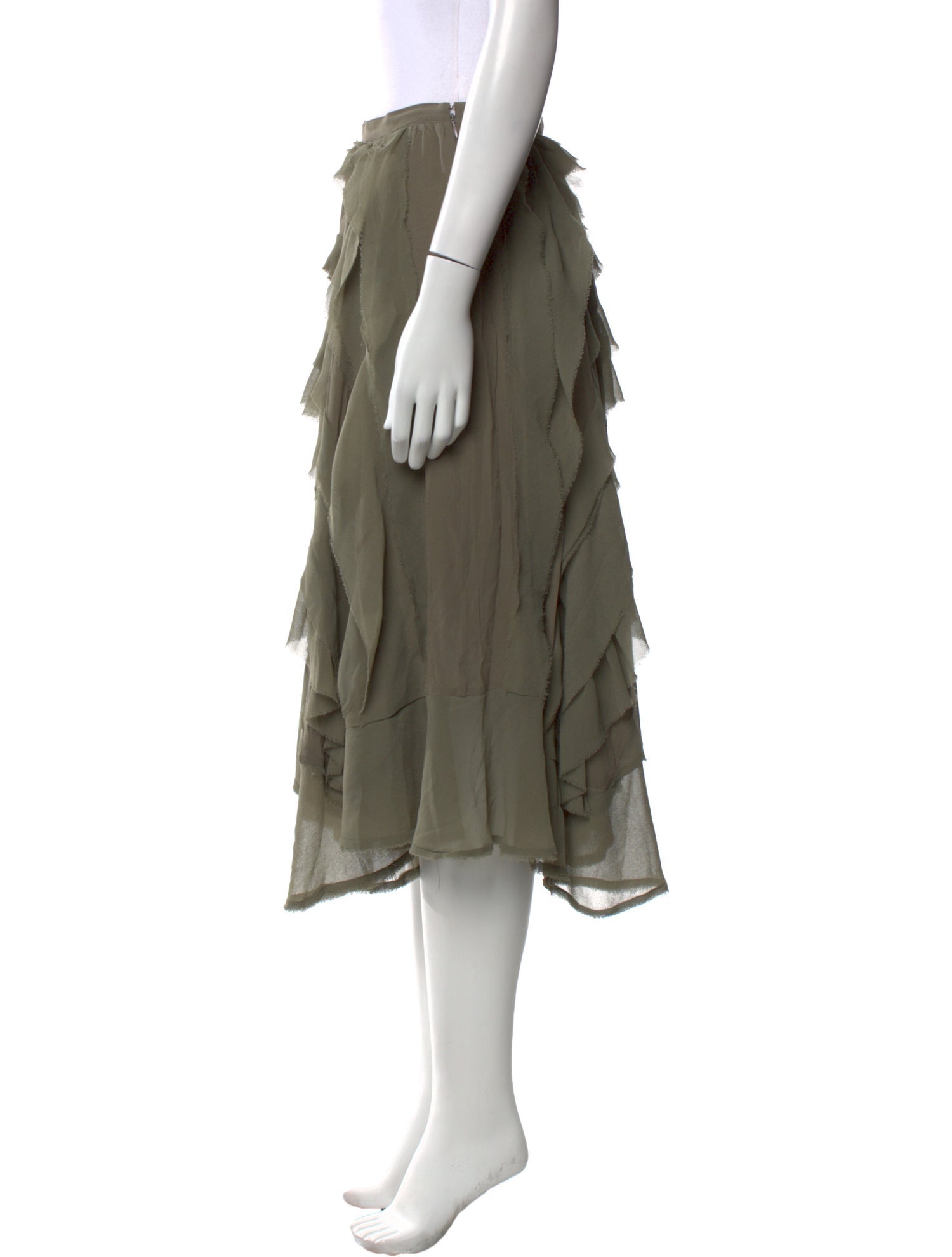 LoveShackFancy Silk Midi Length Skirt