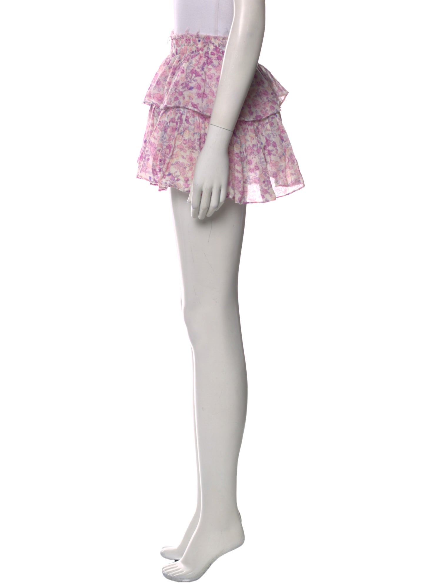 LoveShackFancy Floral Print Mini Skirt