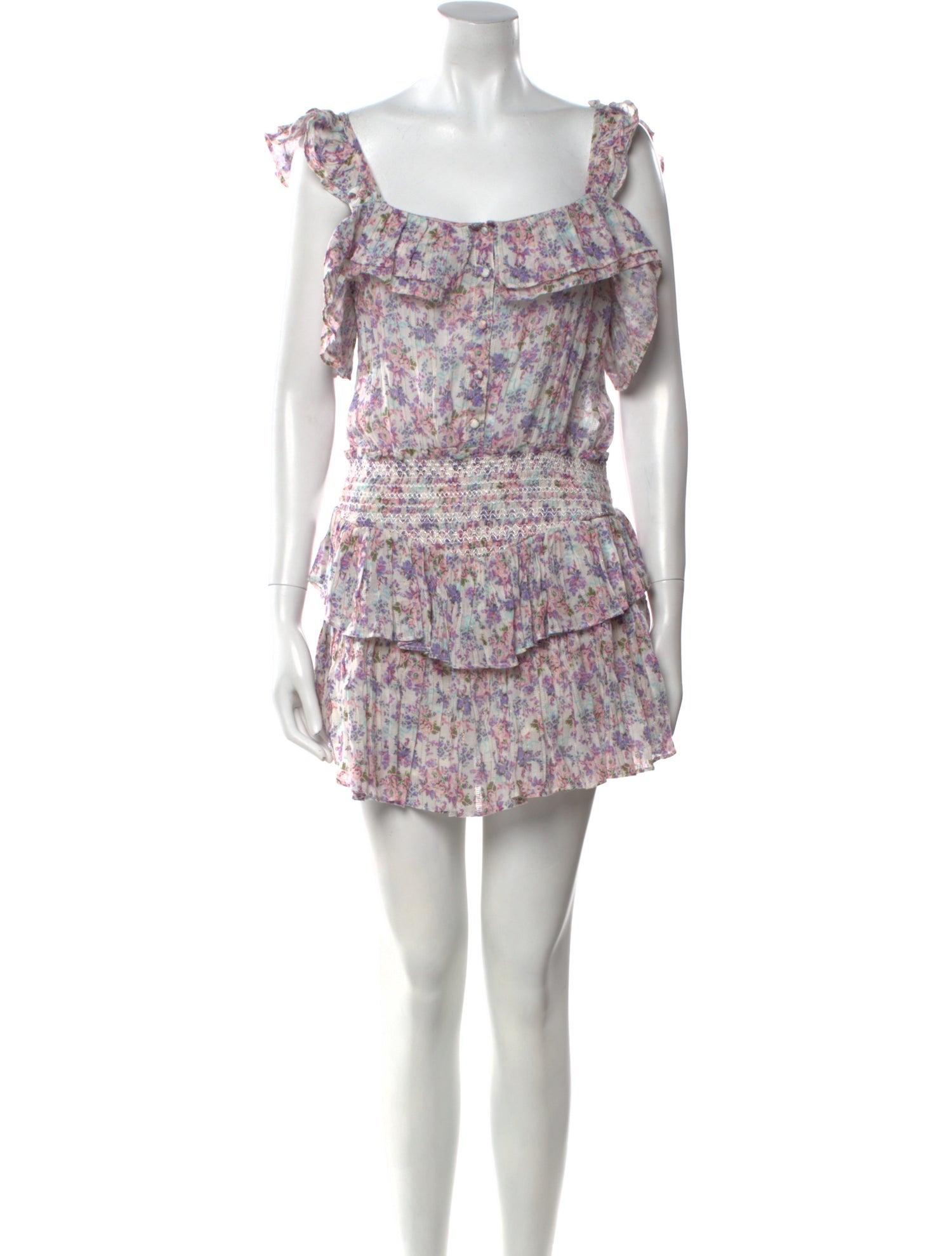 LoveShackFancy Floral Print Mini Dress