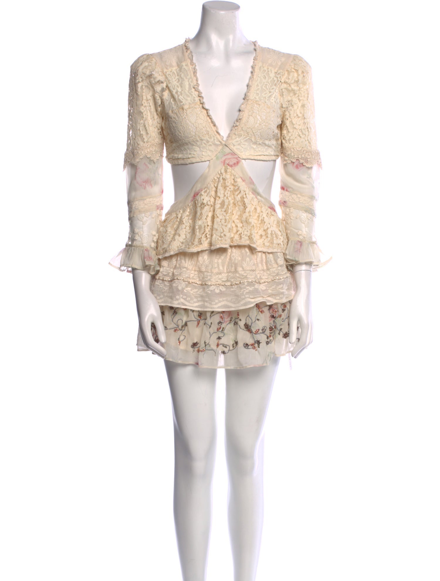 LoveShackFancy Lace Pattern Mini Dress