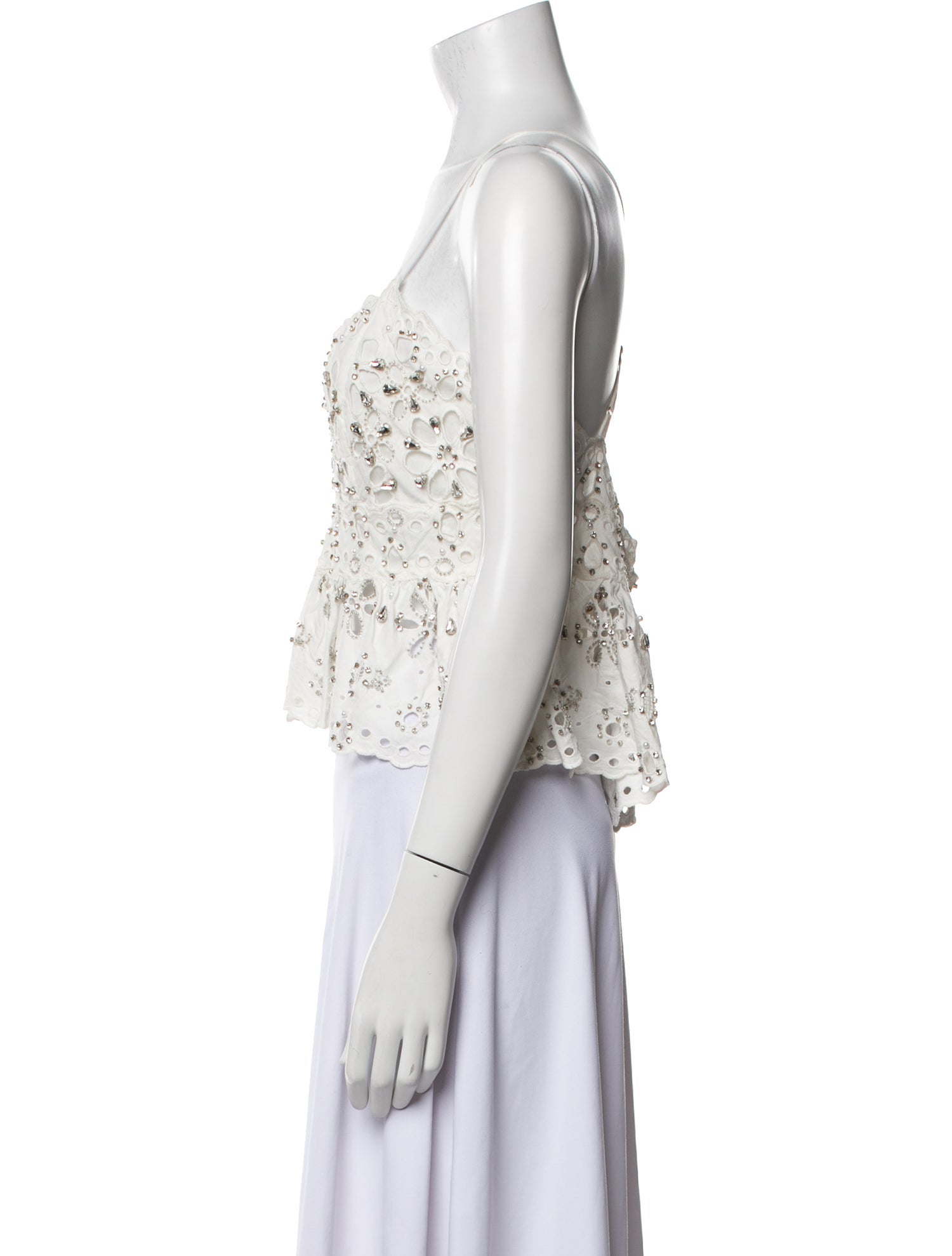 LoveShackFancy V-Neck Sleeveless Crop Top