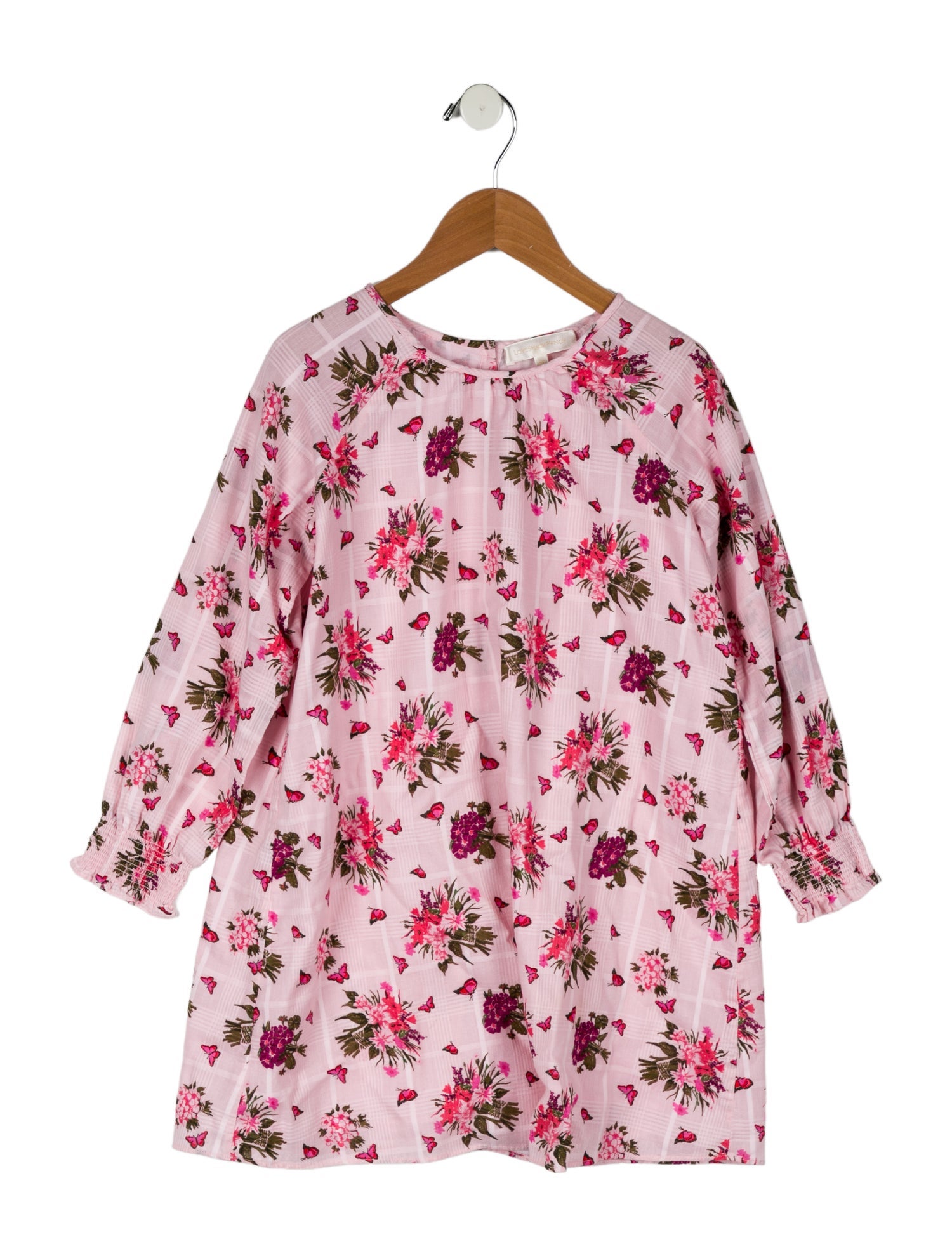 LoveShackFancy Girls' Floral Print Long Sleeve Dress