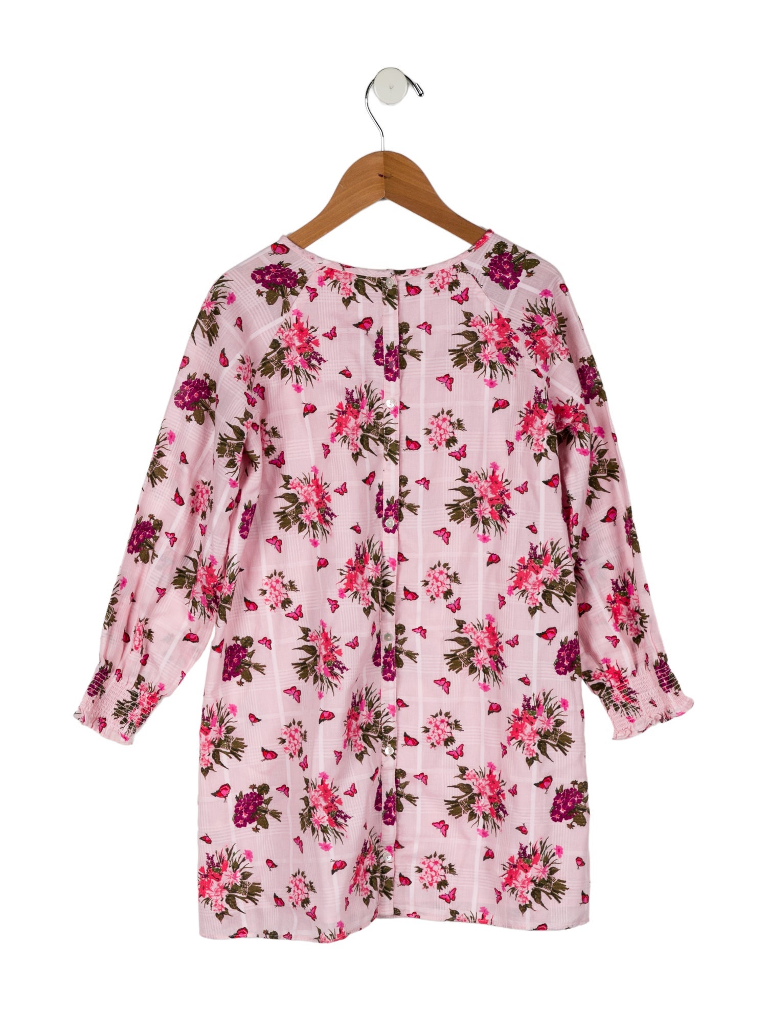 LoveShackFancy Girls' Floral Print Long Sleeve Dress