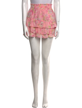 LoveShackFancy Floral Print Mini Skirt