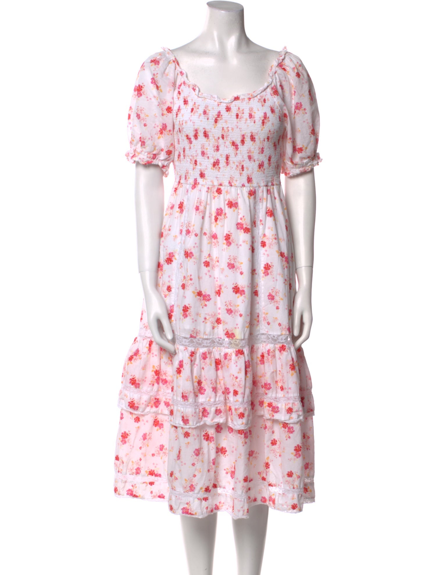 LoveShackFancy Floral Print Midi Length Dress