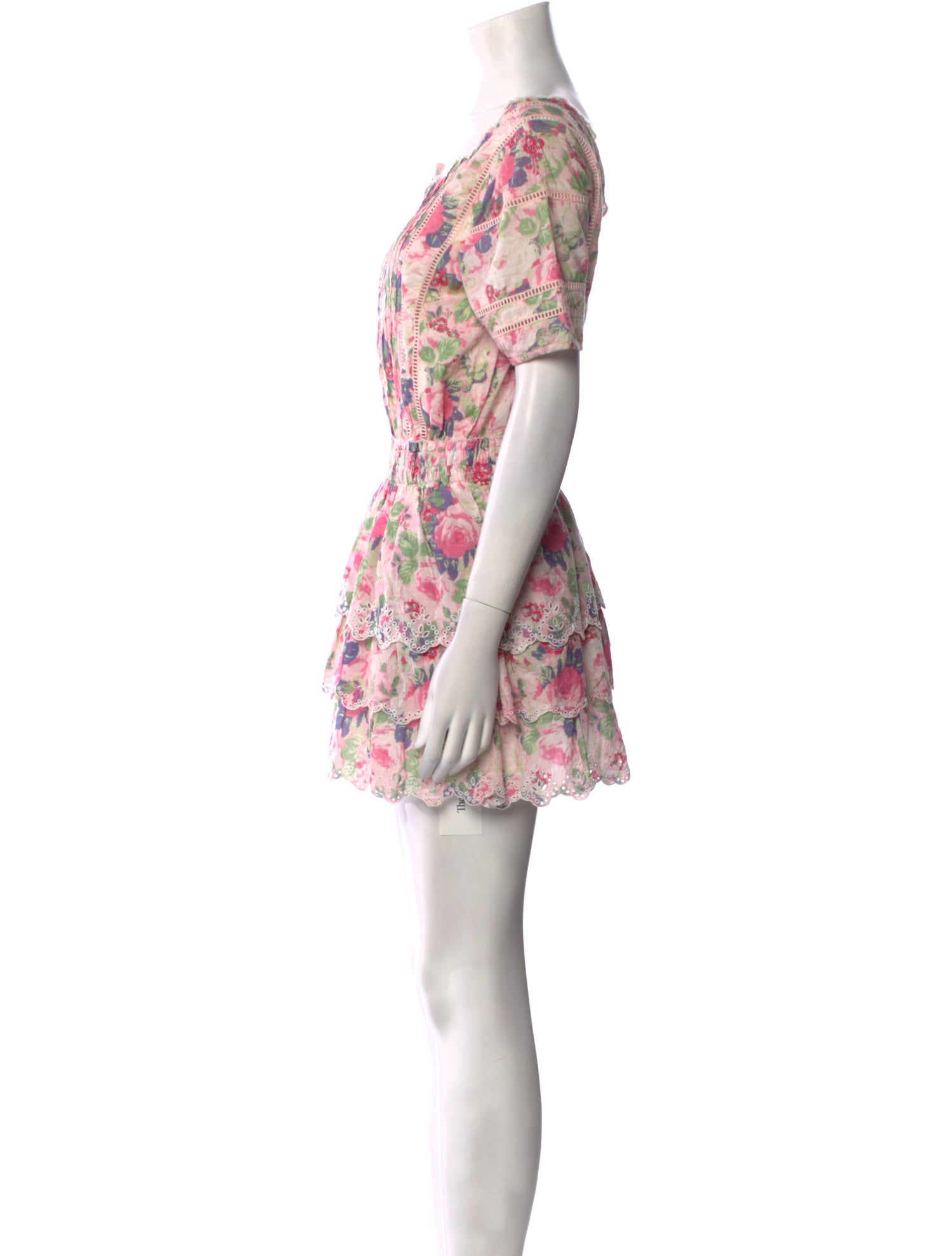 LoveShackFancy Floral Print Mini Dress