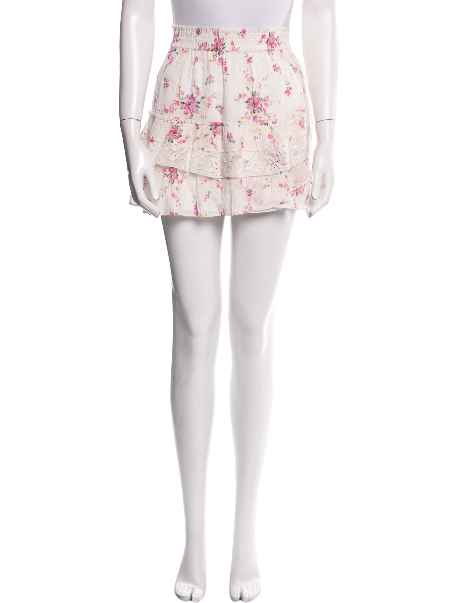 LoveShackFancy Floral Print Mini Skirt