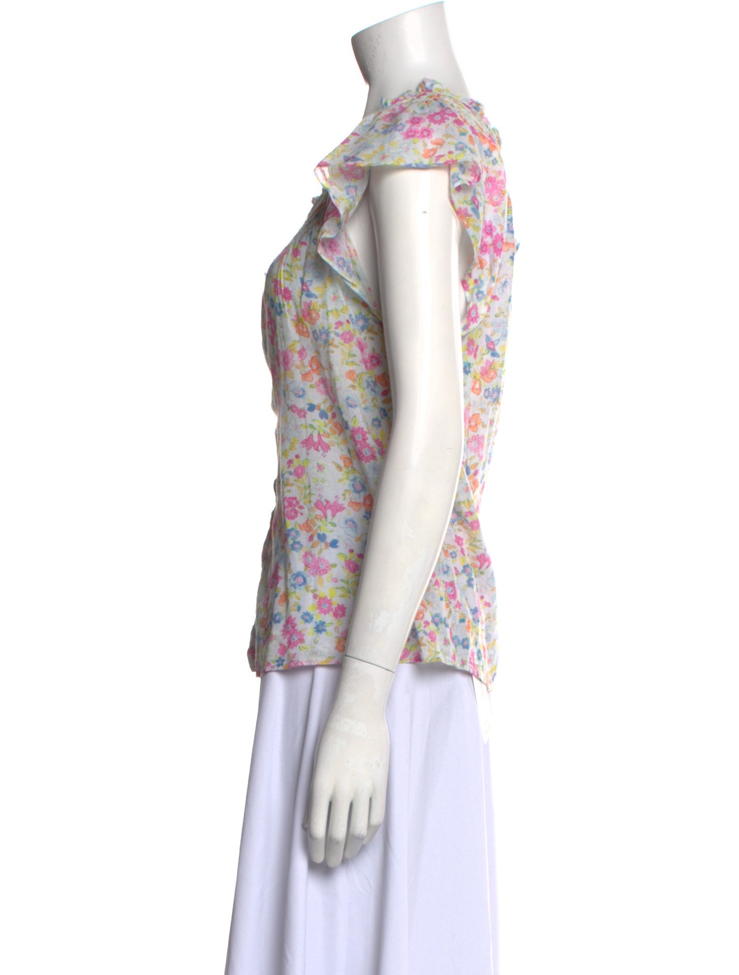 LoveShackFancy Floral Print Square Neckline Blouse