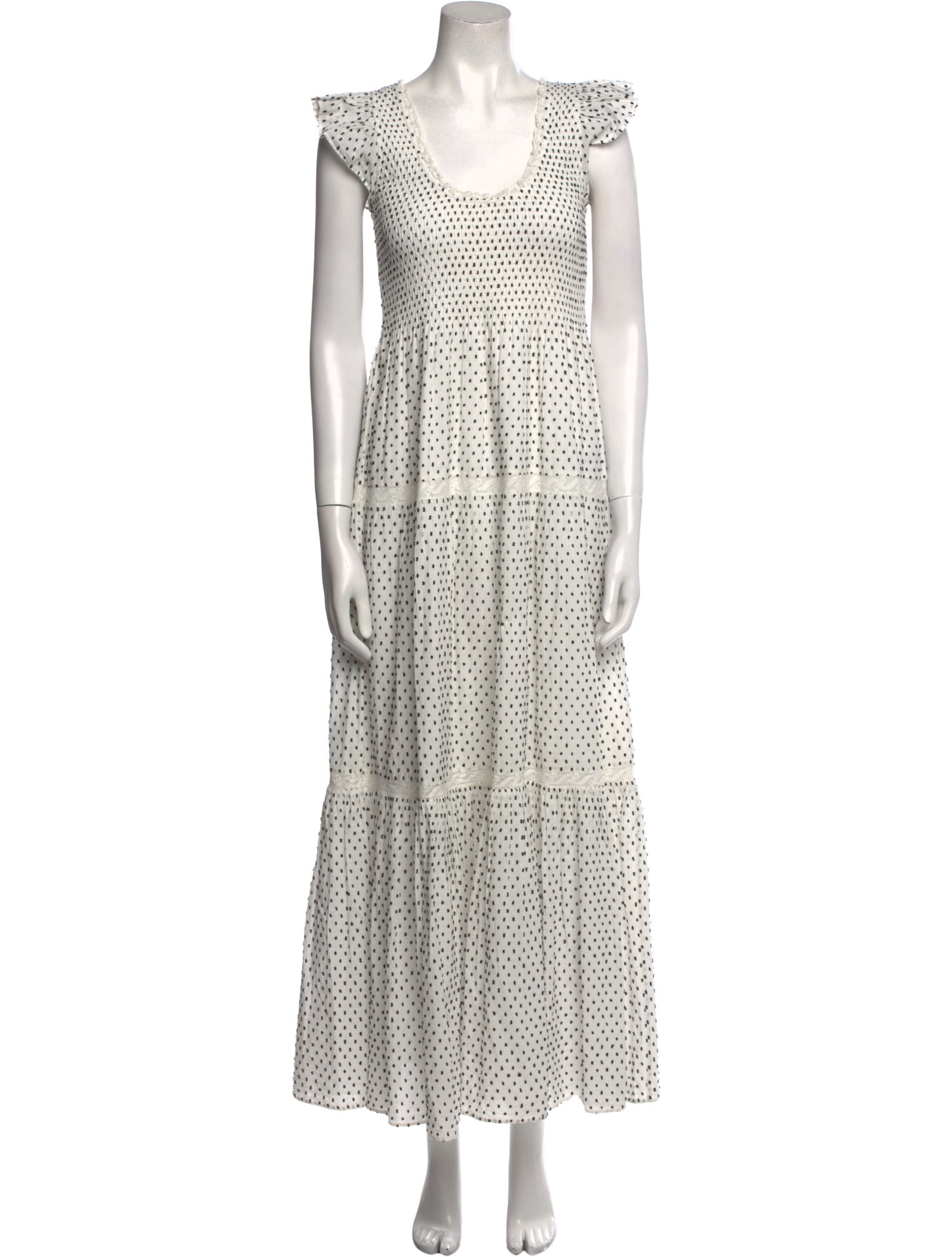 LoveShackFancy Polka Dot Print Long Dress