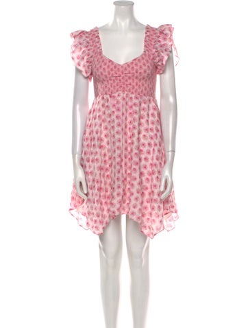 LoveShackFancy Dresses Floral Print Mini Dress Petite