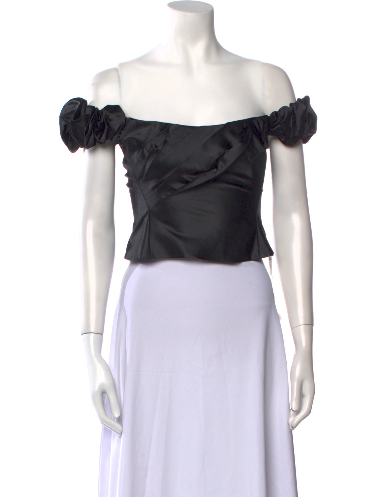 LoveShackFancy Off-The-Shoulder Short Sleeve Crop Top