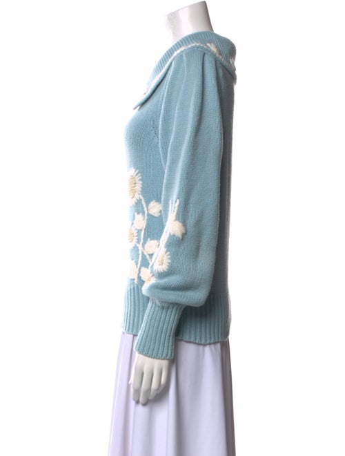 LoveShackFancy Floral Print Crew Neck Sweater