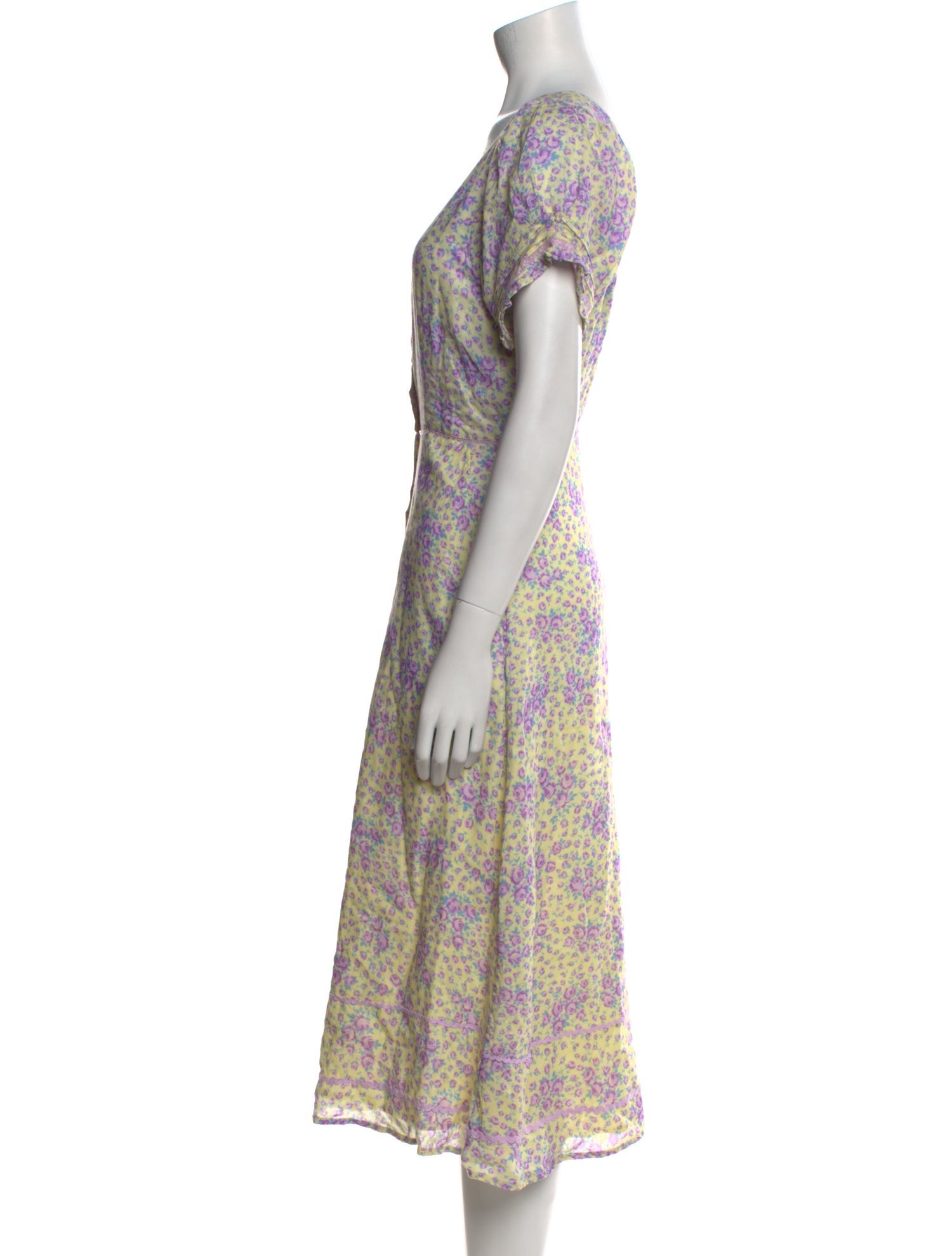 LoveShackFancy Floral Print Midi Length Dress