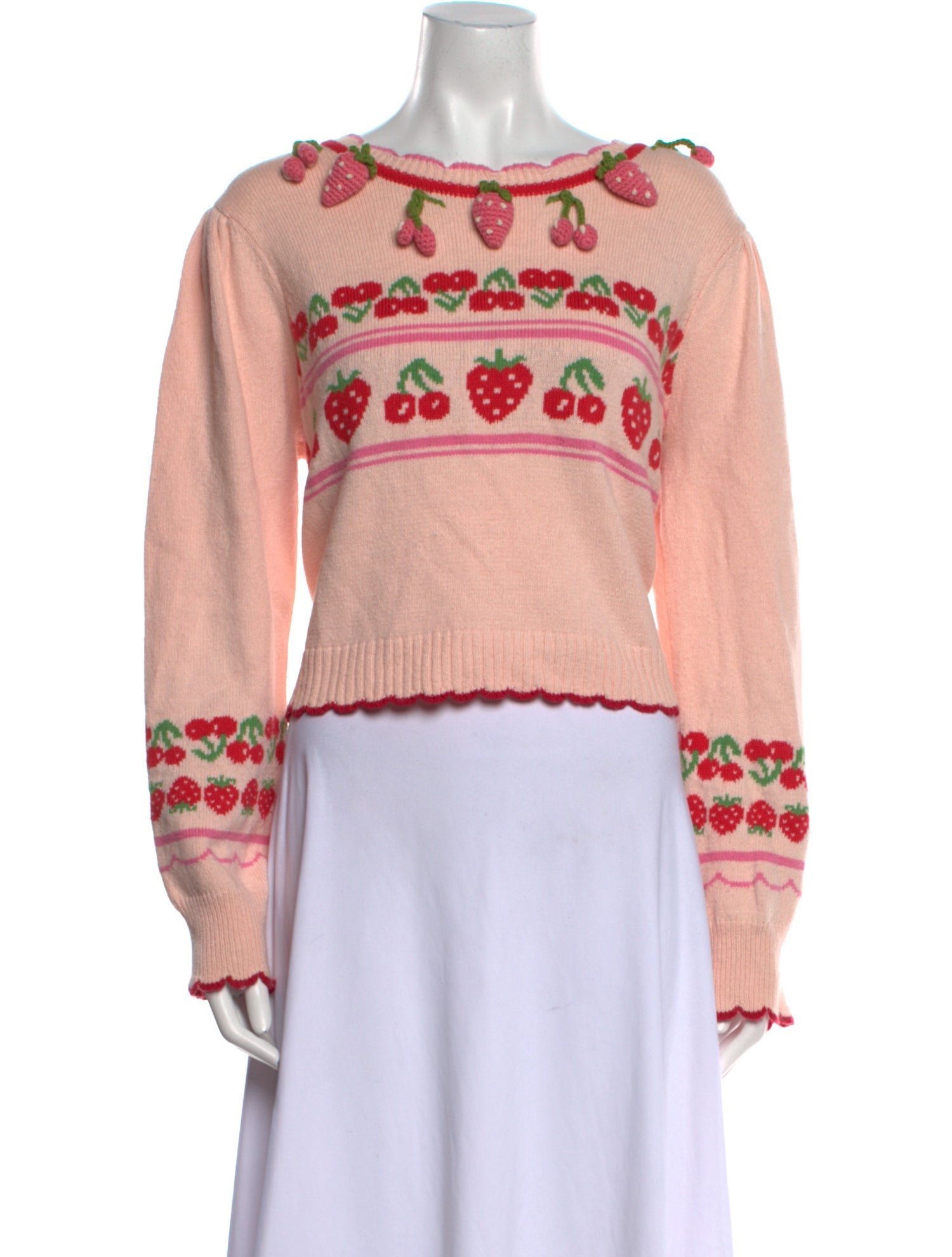 LoveShackFancy Graphic Print Bateau Neckline Sweater