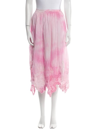 LoveShackFancy Tie-Dye Print Midi Length Skirt