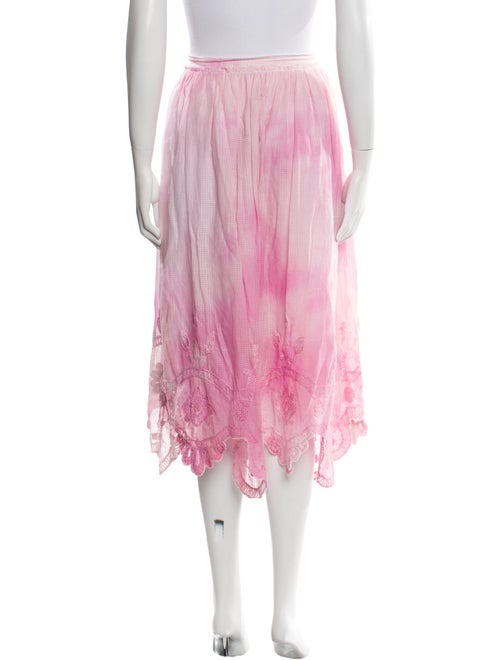 LoveShackFancy Tie-Dye Print Midi Length Skirt