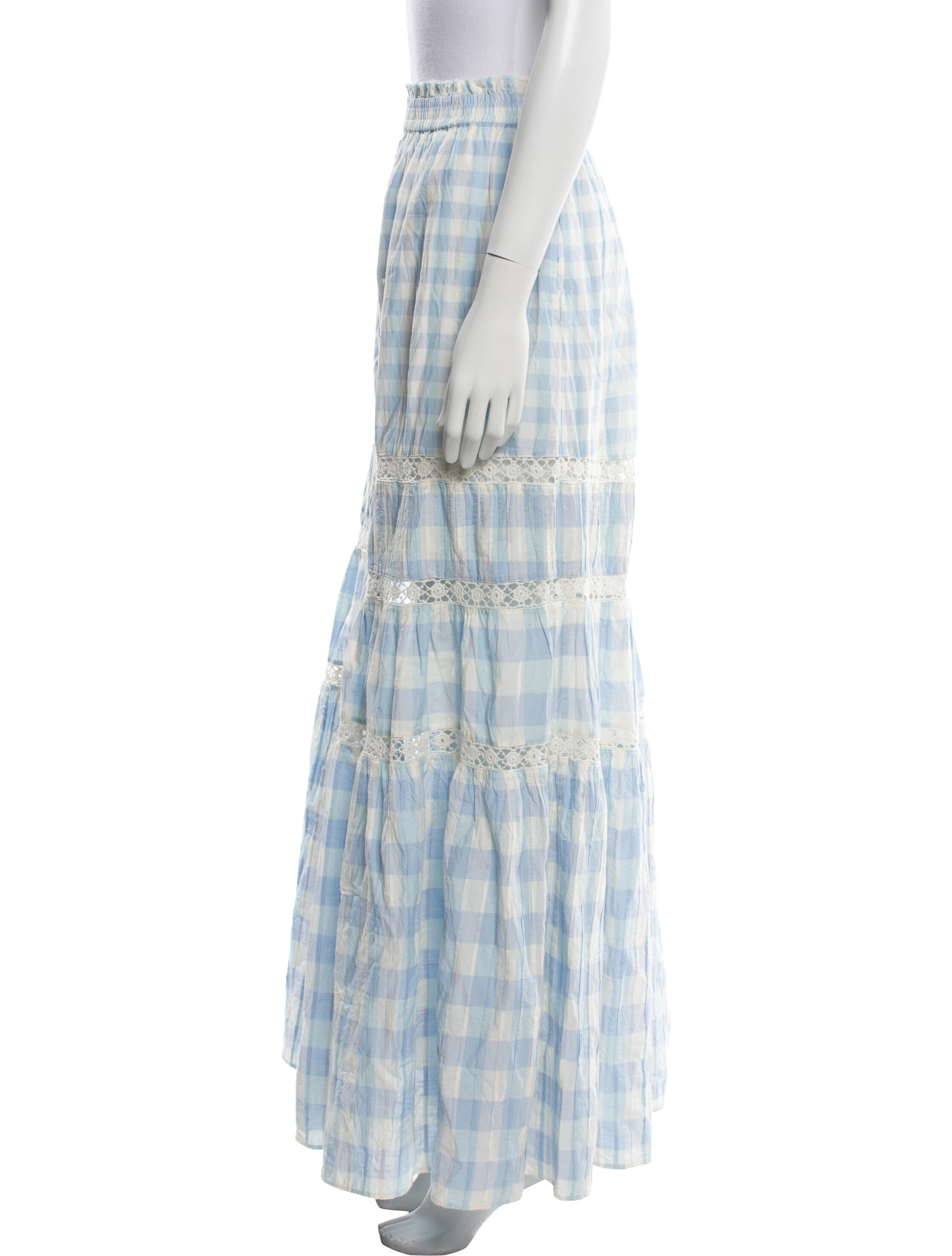 LoveShackFancy Plaid Print Long Skirt