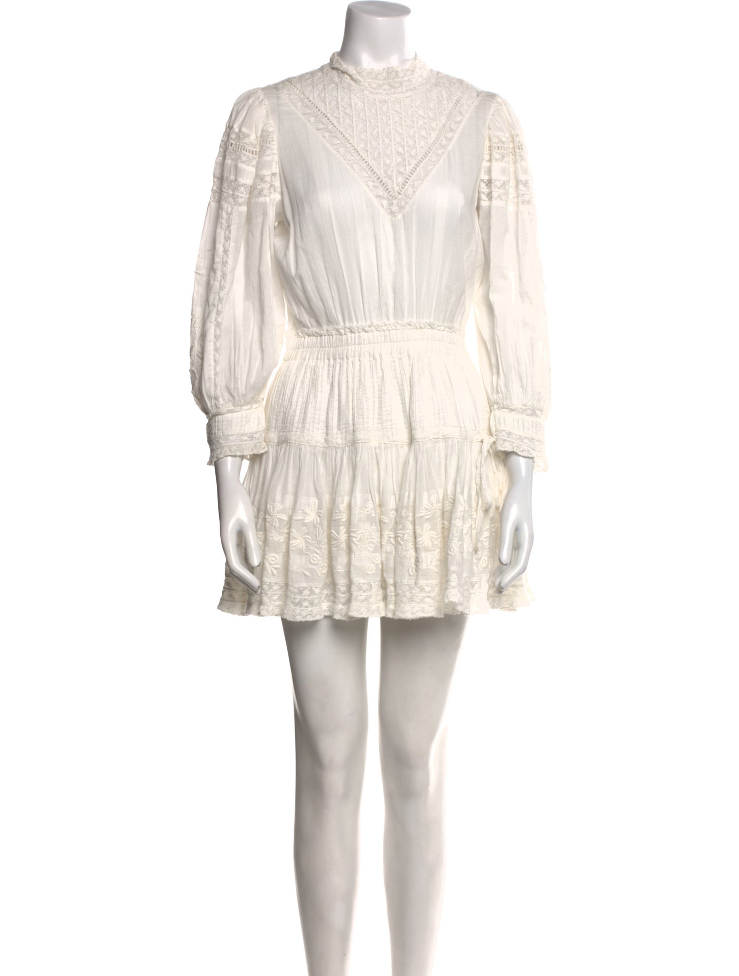 LoveShackFancy Mock Neck Mini Dress