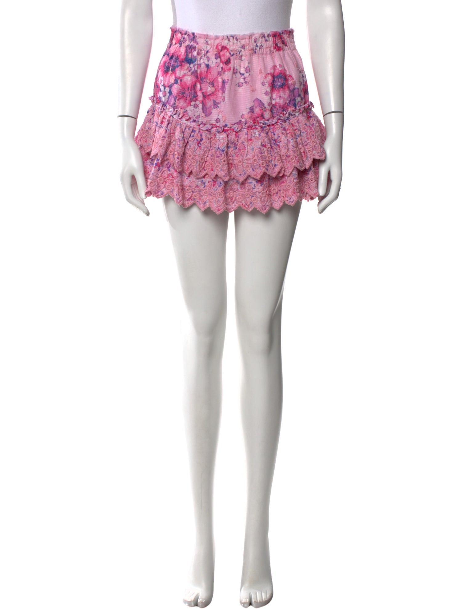 LoveShackFancy Floral Print Mini Skirt