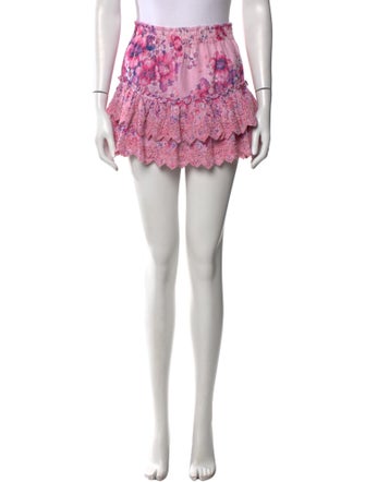 LoveShackFancy Floral Print Mini Skirt