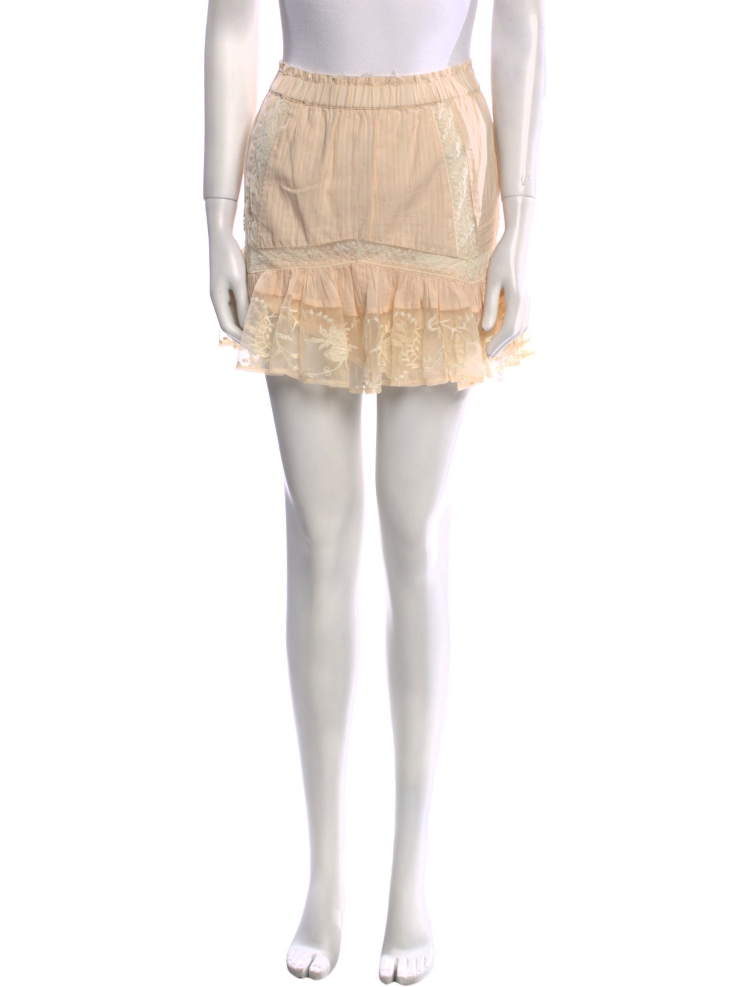 LoveShackFancy Embroidered Accent Mini Skirt