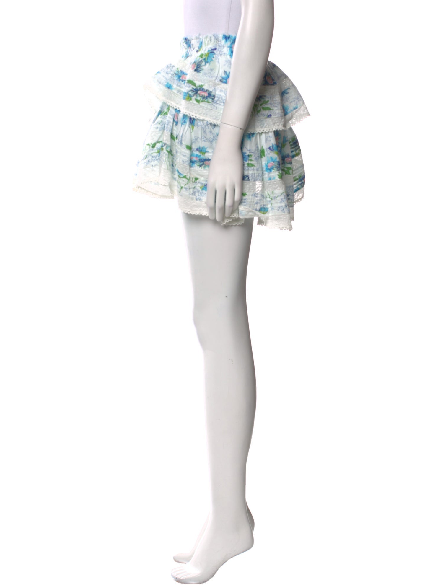 LoveShackFancy Floral Print Mini Skirt