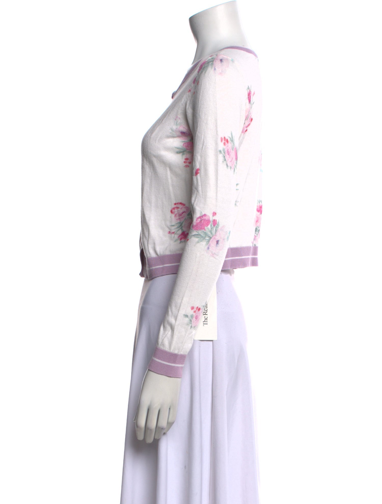 LoveShackFancy Floral Print Scoop Neck Crop Top