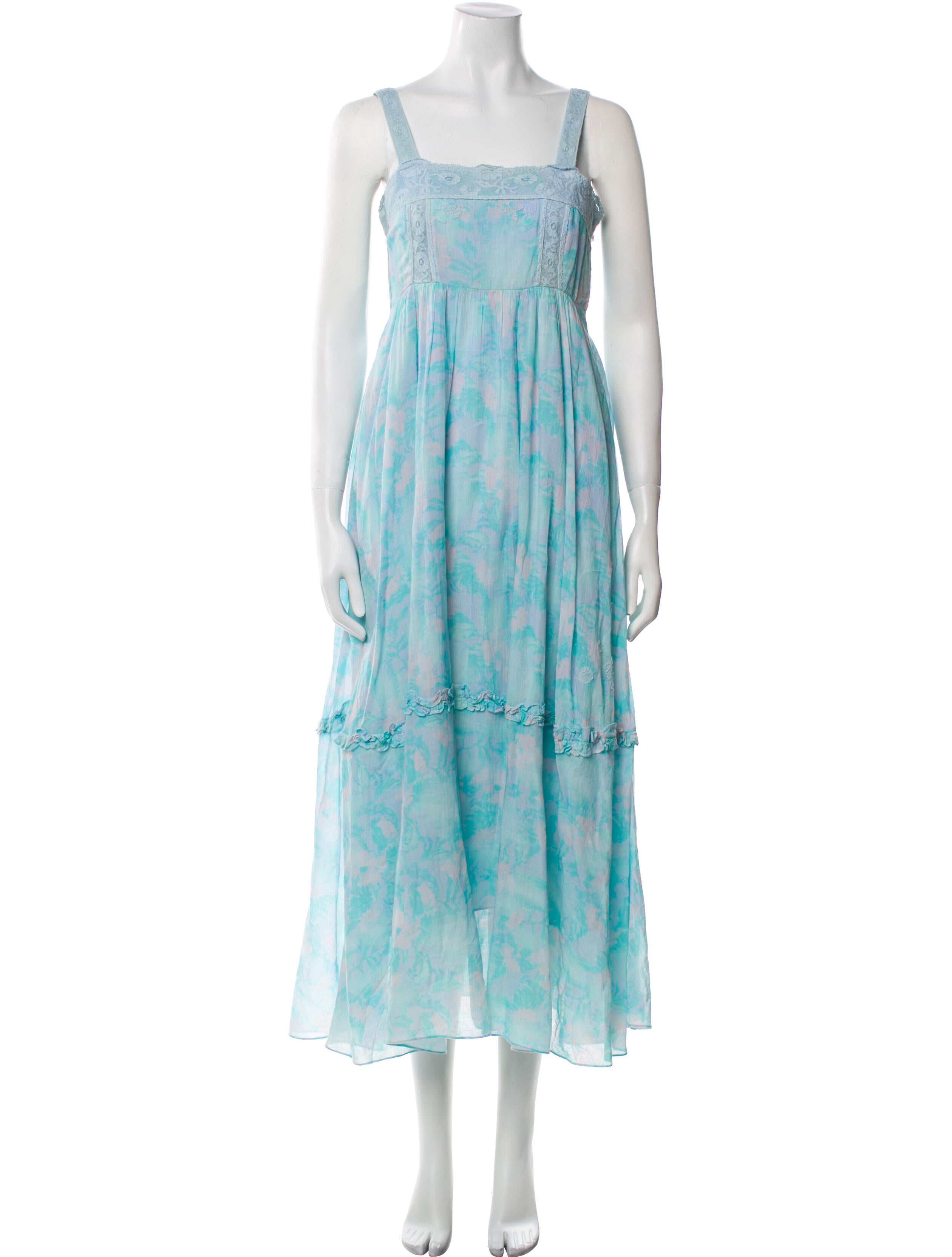 LoveShackFancy Floral Print Long Dress