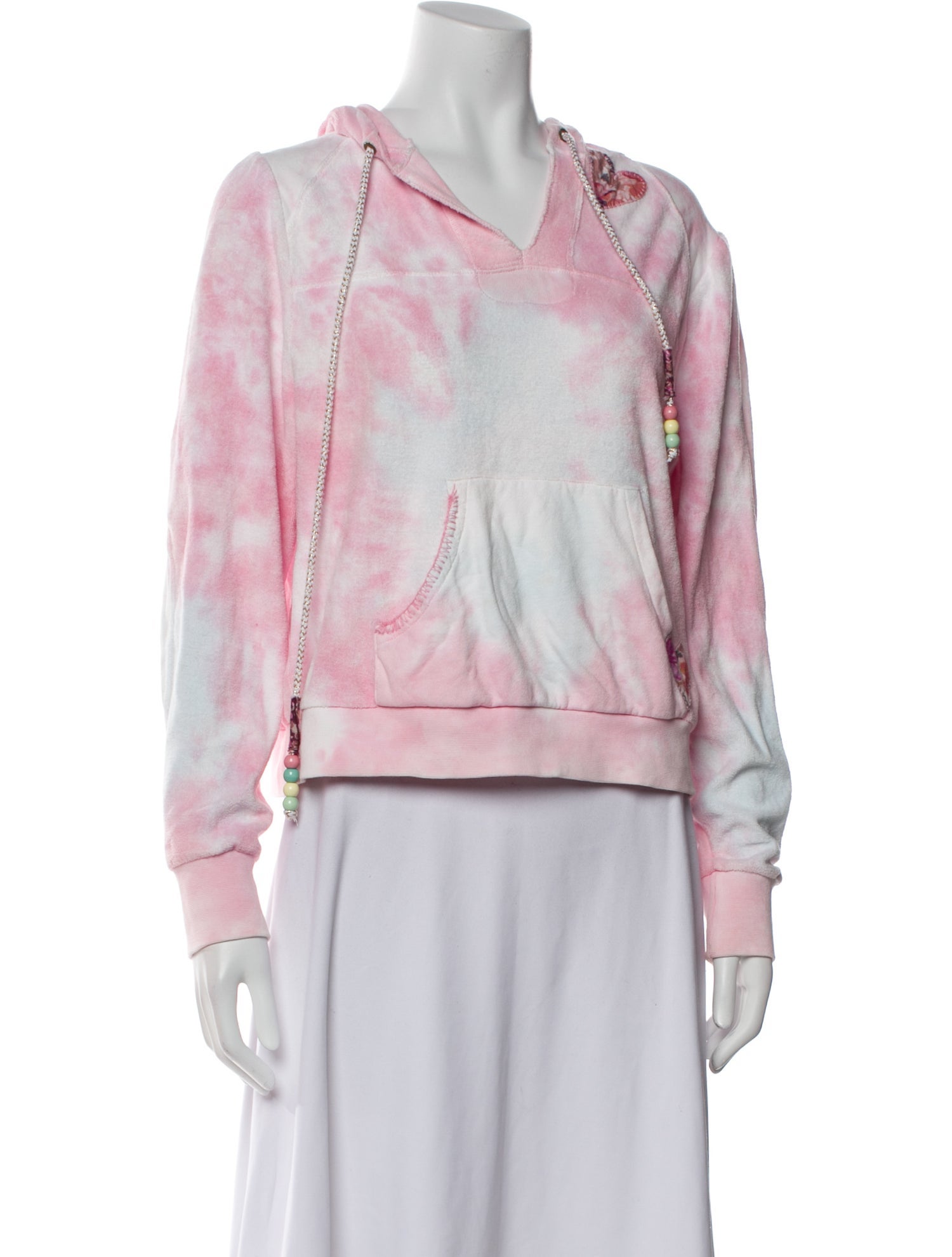 LoveShackFancy Tie-Dye Print V-Neck Sweatshirt