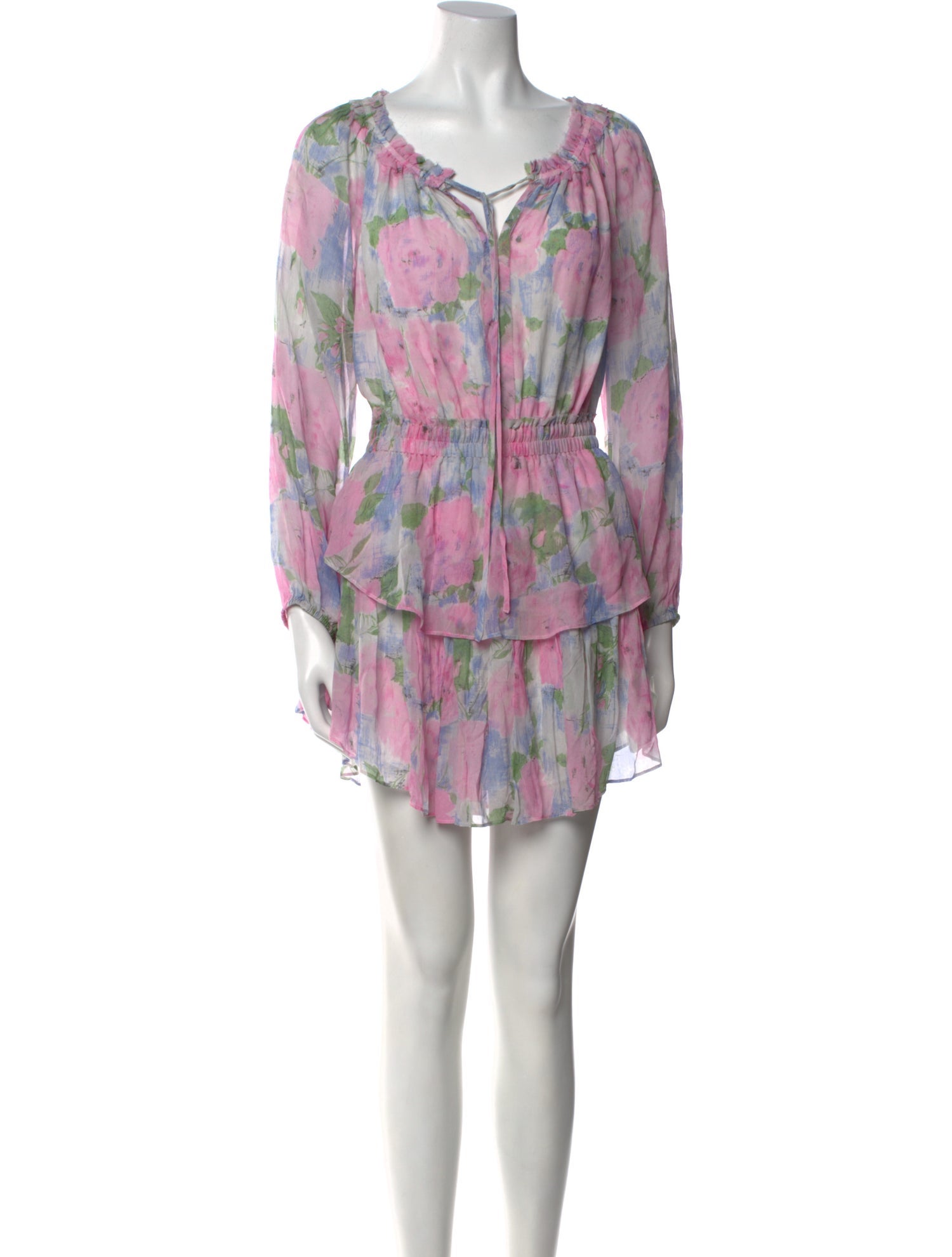 LoveShackFancy Floral Print Mini Dress