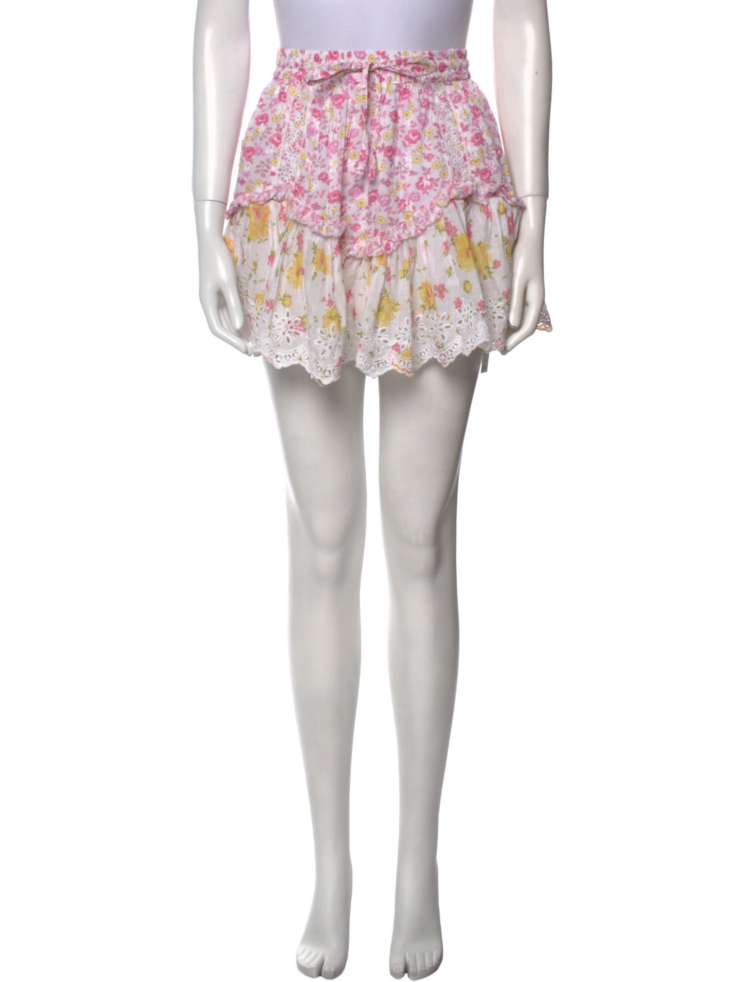LoveShackFancy Floral Print Mini Skirt