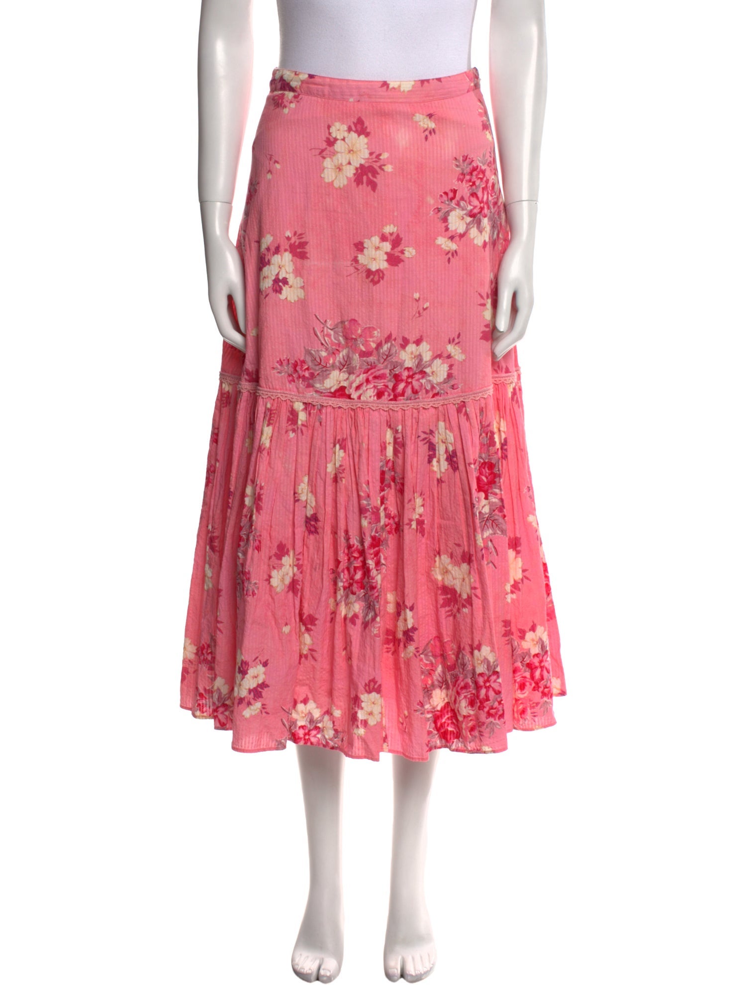 LoveShackFancy Floral Print Midi Length Skirt