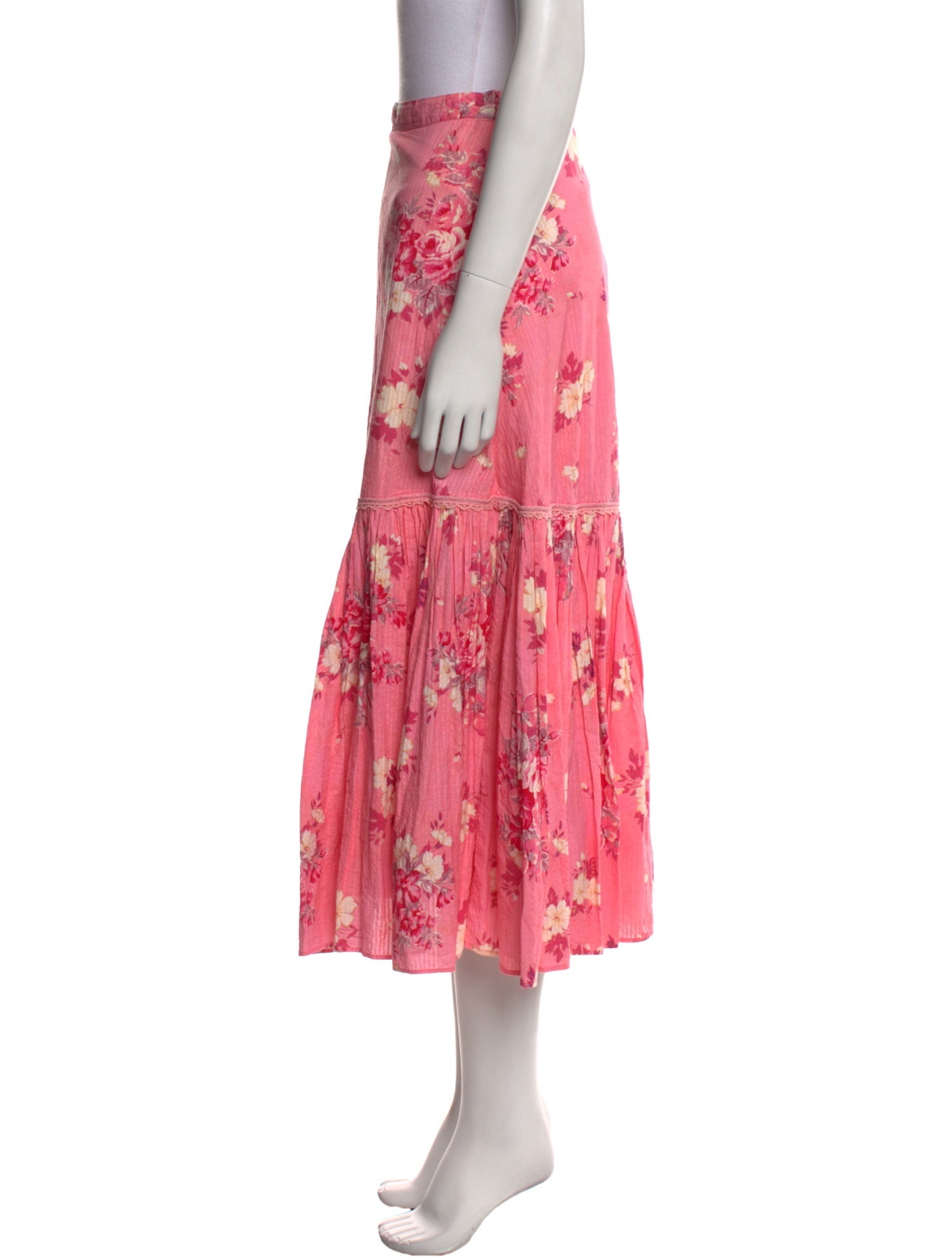 LoveShackFancy Floral Print Midi Length Skirt