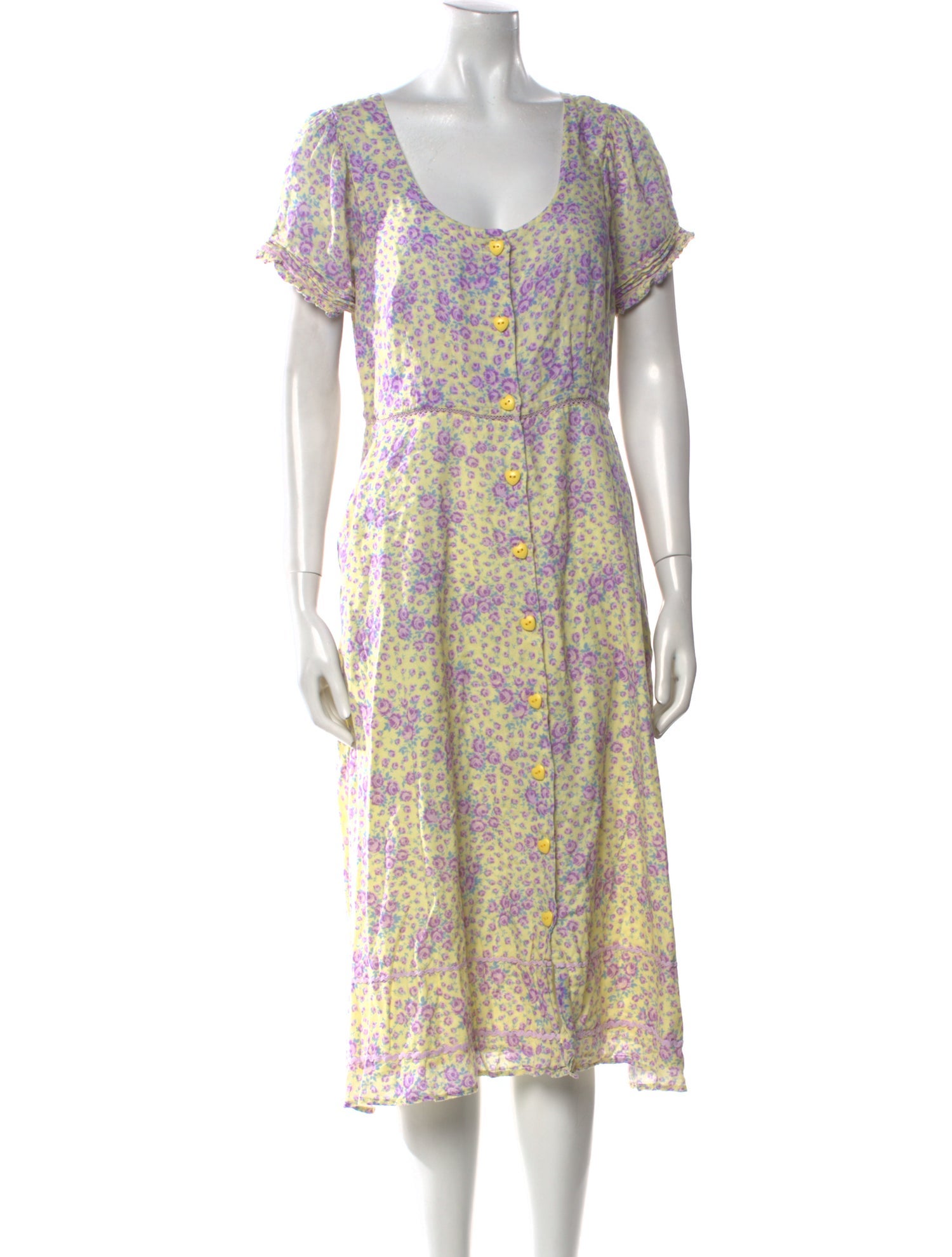 LoveShackFancy Floral Print Midi Length Dress