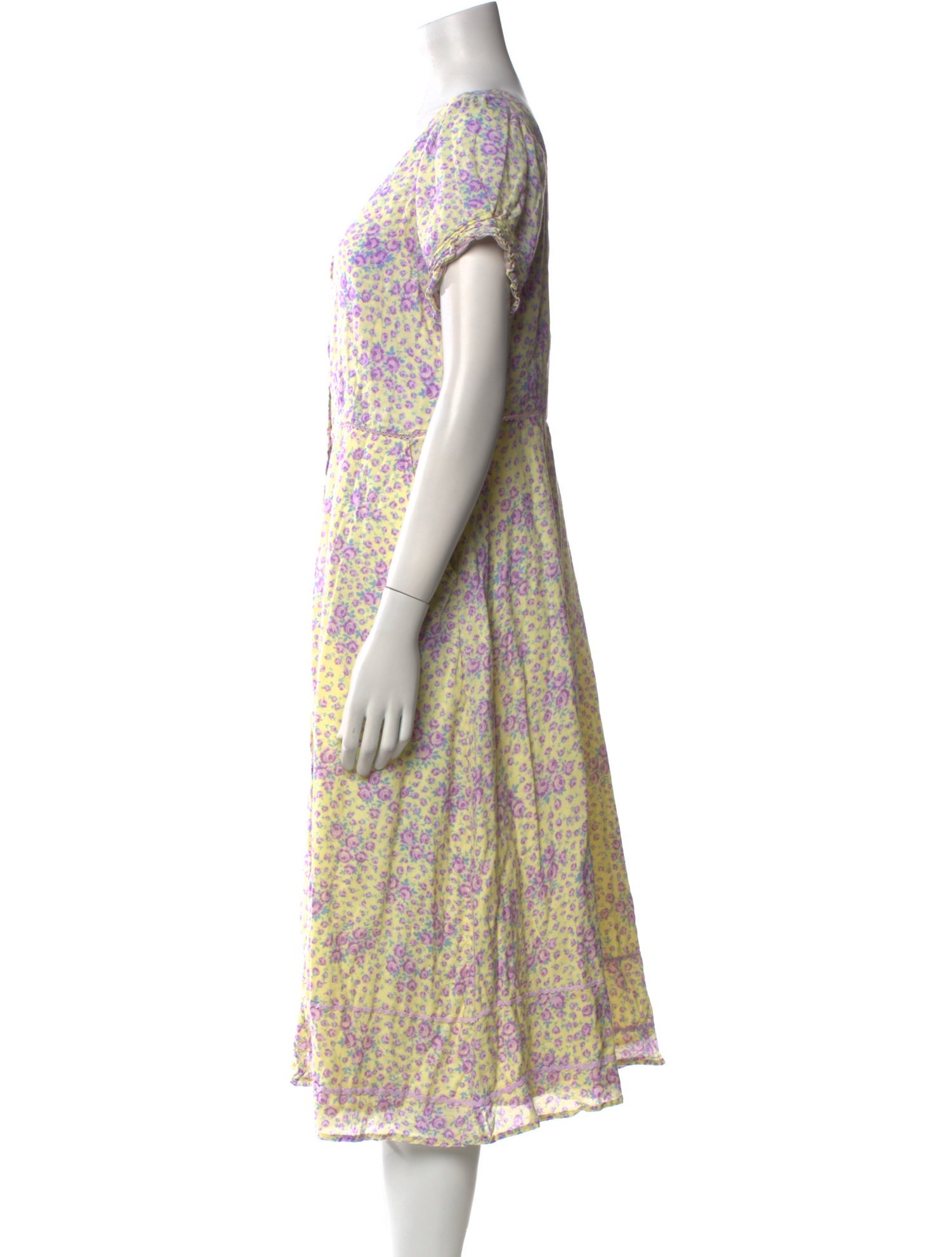LoveShackFancy Floral Print Midi Length Dress