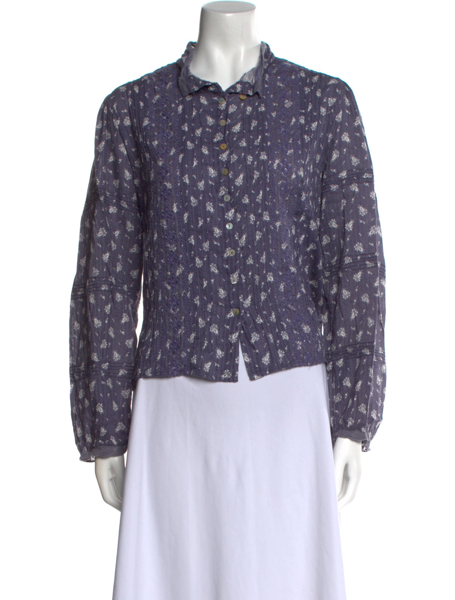 LoveShackFancy Floral Print Long Sleeve Top