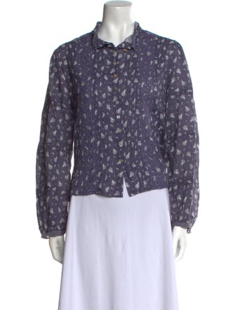 LoveShackFancy Floral Print Long Sleeve Top