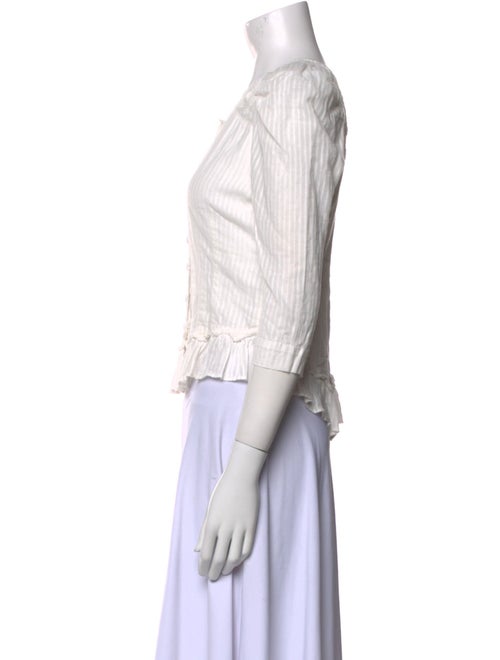 LoveShackFancy Crew Neck Three-Quarter Sleeve Crop Top