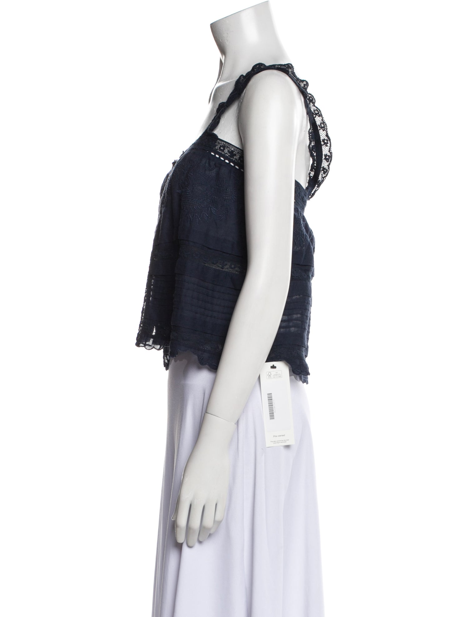 LoveShackFancy Square Neckline Sleeveless Crop Top