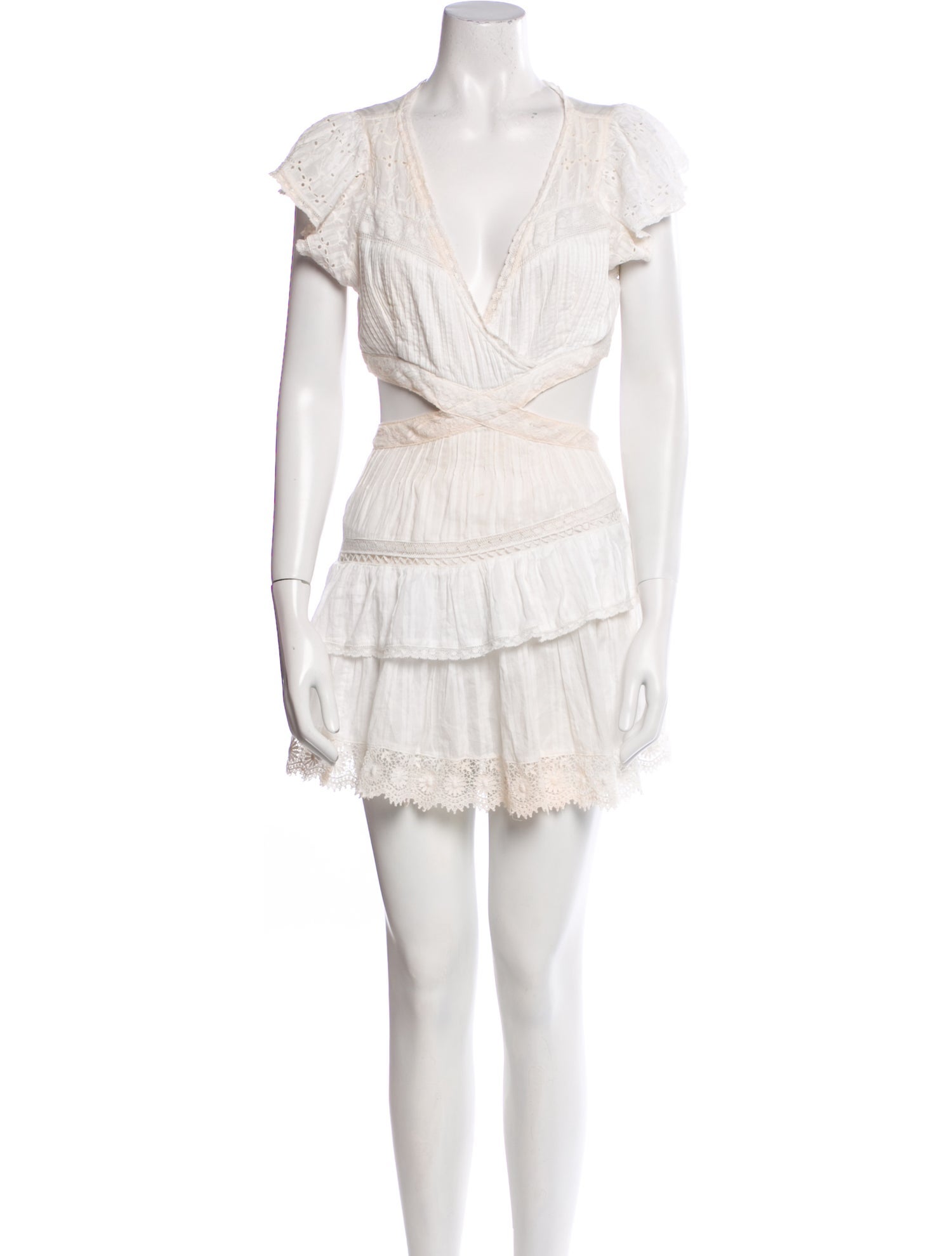 LoveShackFancy V-Neck Mini Dress