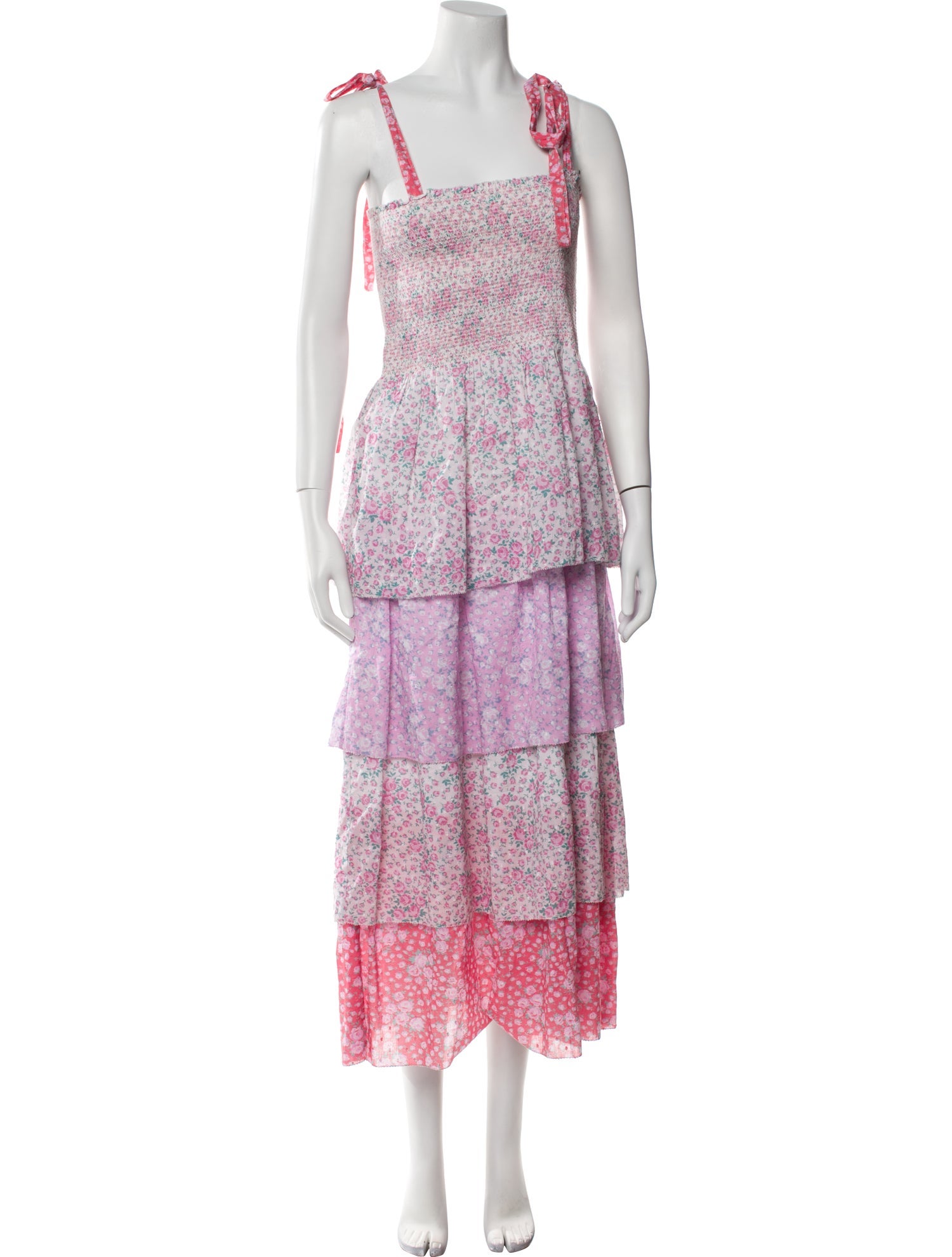 LoveShackFancy Floral Print Long Dress