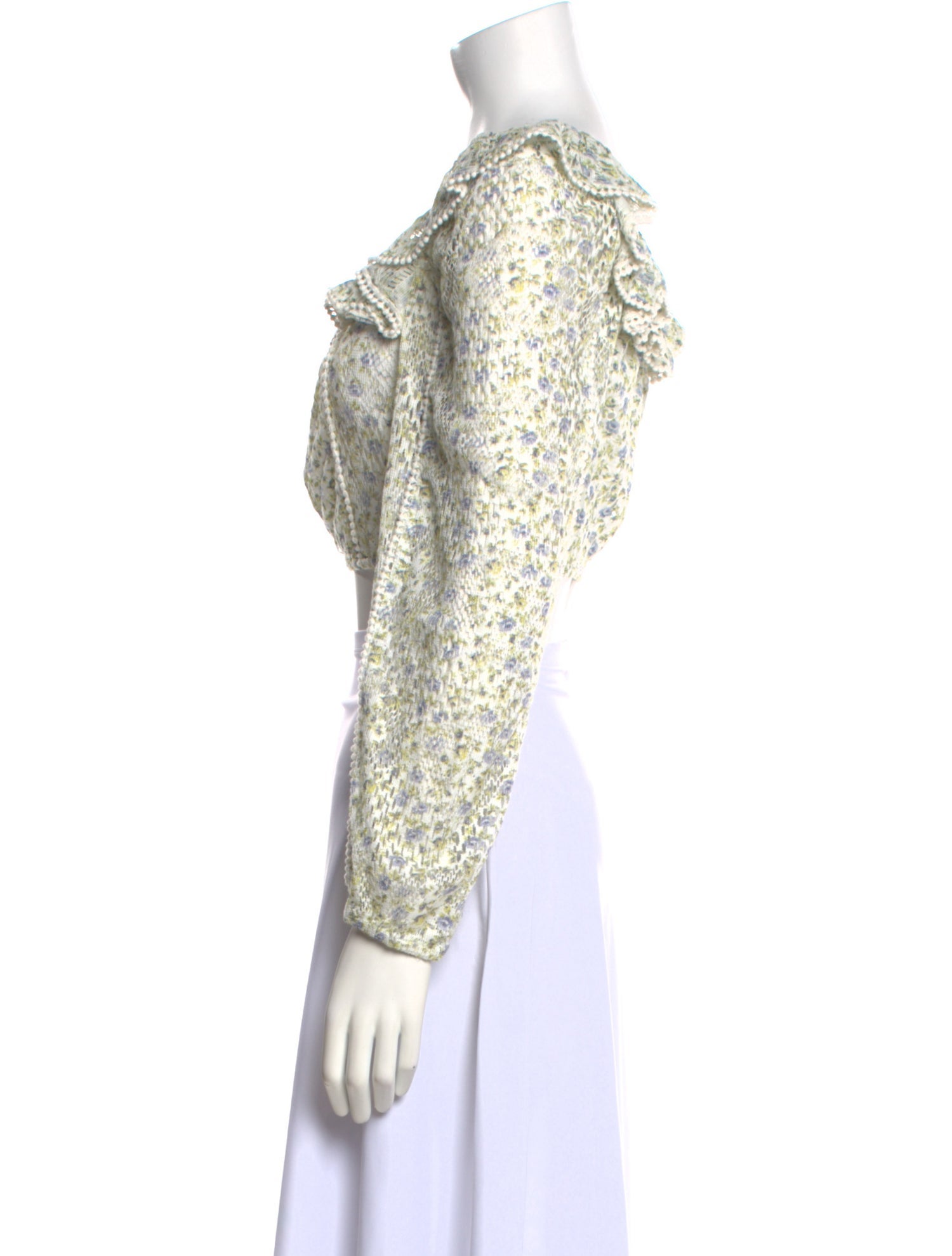 LoveShackFancy Floral Print Square Neckline Crop Top