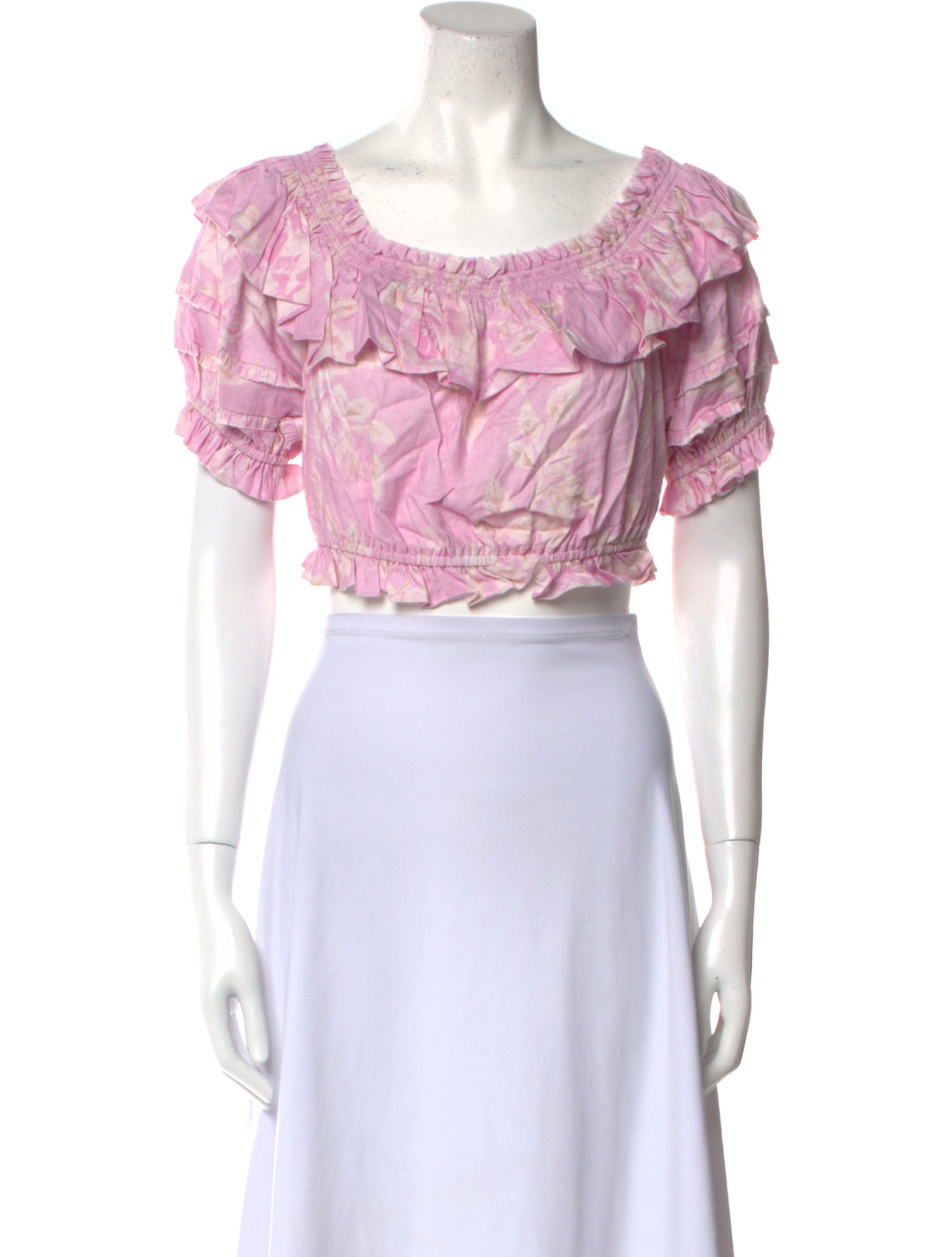 LoveShackFancy Off-The-Shoulder Short Sleeve Crop Top w/ Tags