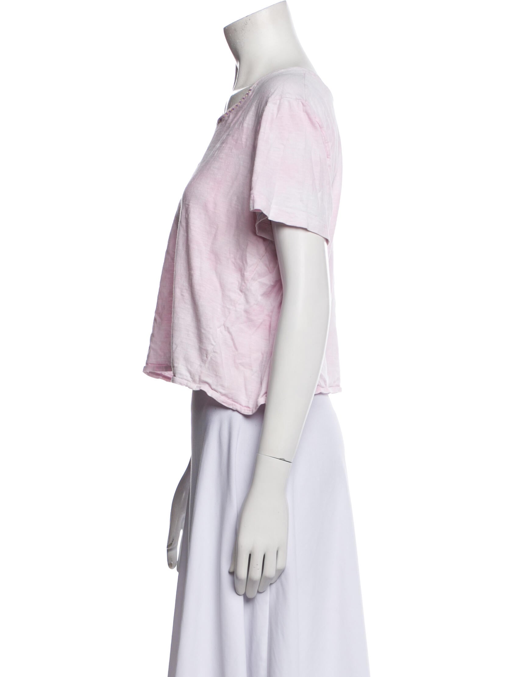 LoveShackFancy Bateau Neckline Short Sleeve Crop Top