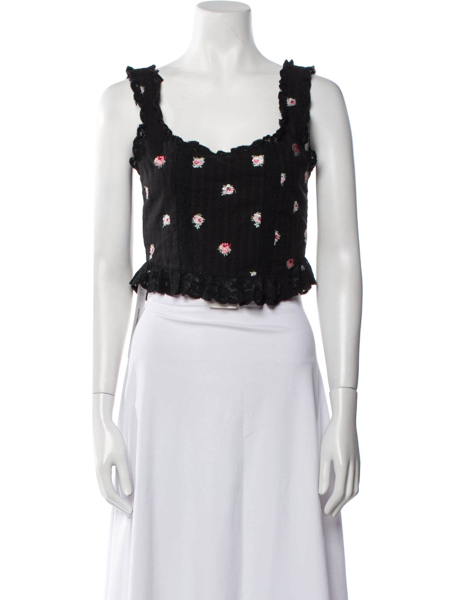 LoveShackFancy Polka Dot Print Square Neckline Crop Top w/ Tags