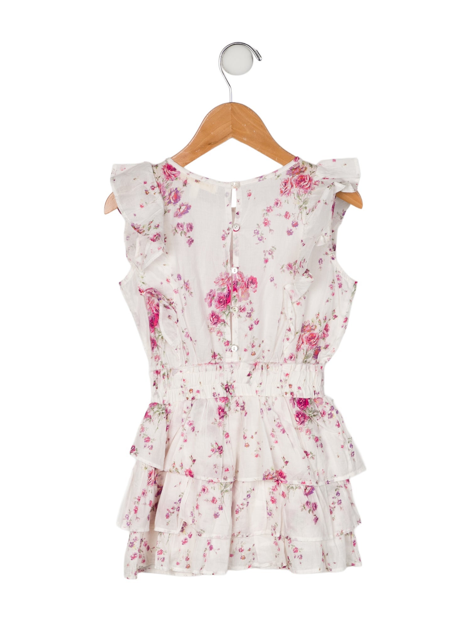 LoveShackFancy Short Sleeve Floral Dress