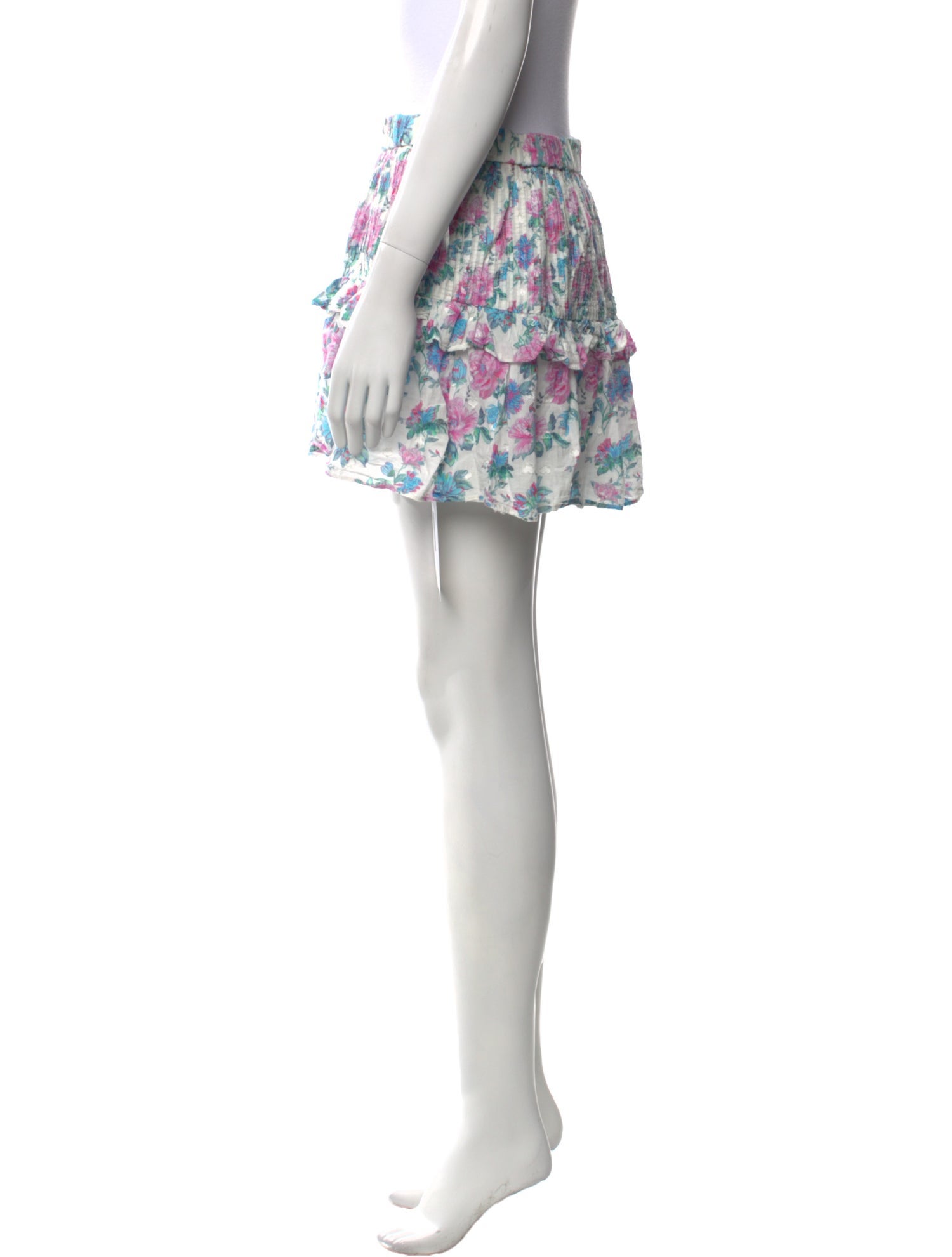 LoveShackFancy Floral Print Mini Skirt