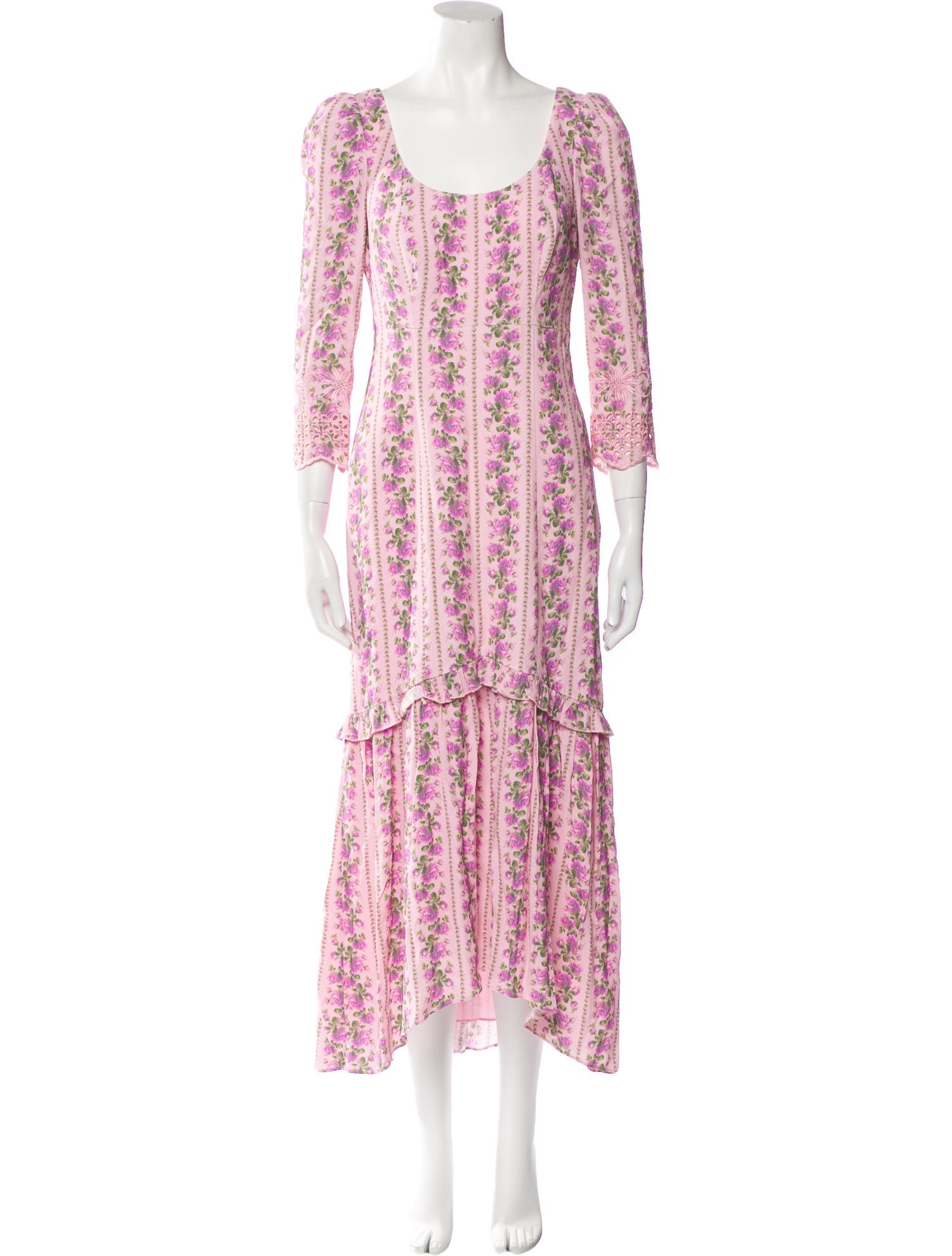 LoveShackFancy Floral Print Midi Length Dress